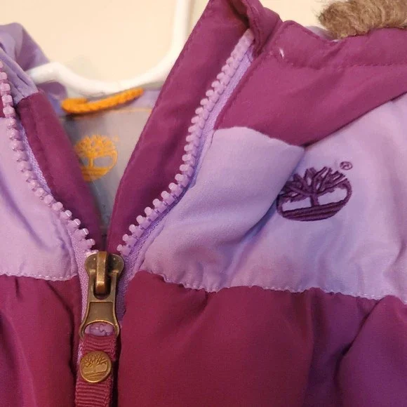 Timberland Girl 24M Puffer Puffy Jacket Coat & Ski Pants Purple Winter
